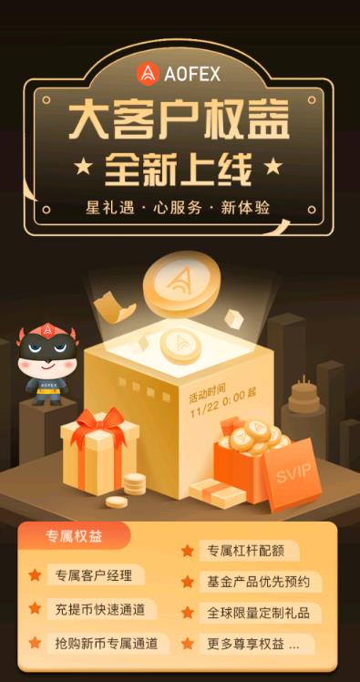 AOFEX大客戶尊享權益,專屬二十余項優質服務