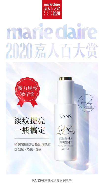 一瓶遇見奇肌!上美集團韓束新品“54奇肌瓶”入選嘉人百大賞
