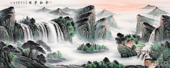客廳沙發背景墻畫之山水畫,給家與眾不同的美感