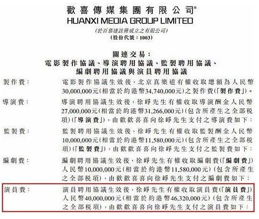 明星電影片酬實(shí)錘:徐崢4000萬,黃渤3000萬,沈騰2000萬