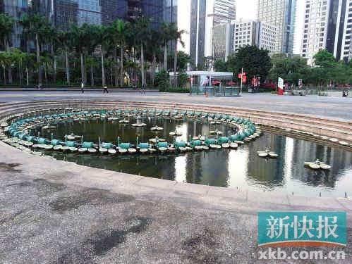 廣州花城廣場衛星地圖似豬頭，“豬鼻子”原是音樂噴泉圖