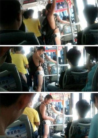 公交車奇葩內褲哥：福州公交車內現奇葩 “內褲男”裸全身只穿內褲