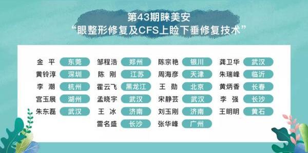 第43期睞美安眼整形修復(fù)技術(shù)高級(jí)培訓(xùn)班圓滿落幕
